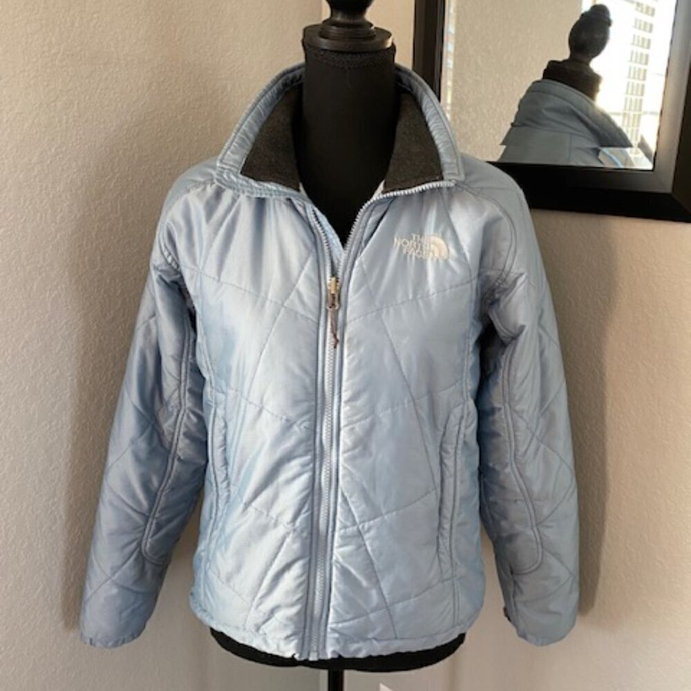 NORTH FACE Quilted Puffer Jacket Coat Light Blue Small - Picture 5 of 16